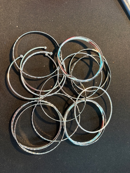 Jewelry - Silver Tone Mixed Bangle Bracelet Set Random Choice of 5